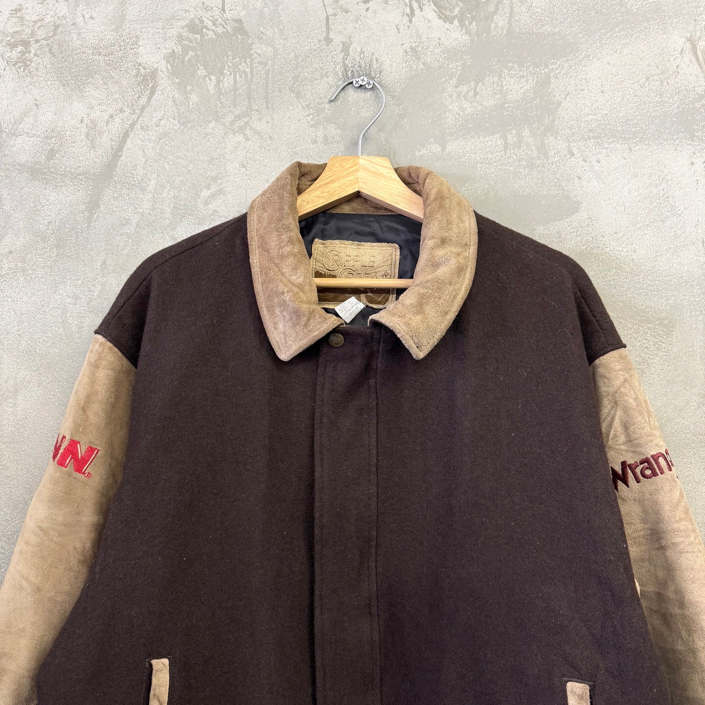 90's USA製 wrangler PBR ウール レザースタジャン