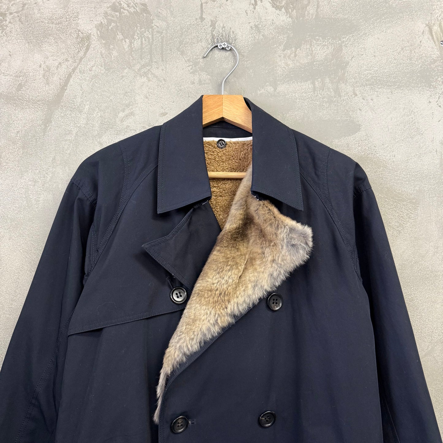 UNDECORATED MAN ラビットファー トレンチコート アンデコレイテッド