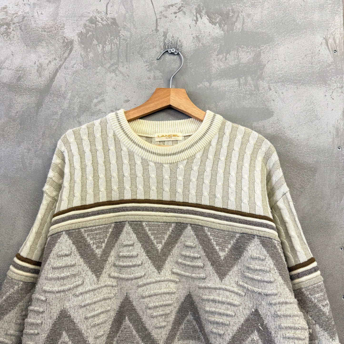 90's LANCEL 3D デザイン ニットセーター 日本製 ランセル