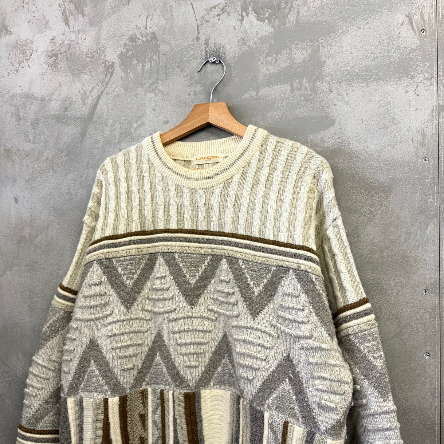 90's LANCEL 3D デザイン ニットセーター 日本製 ランセル