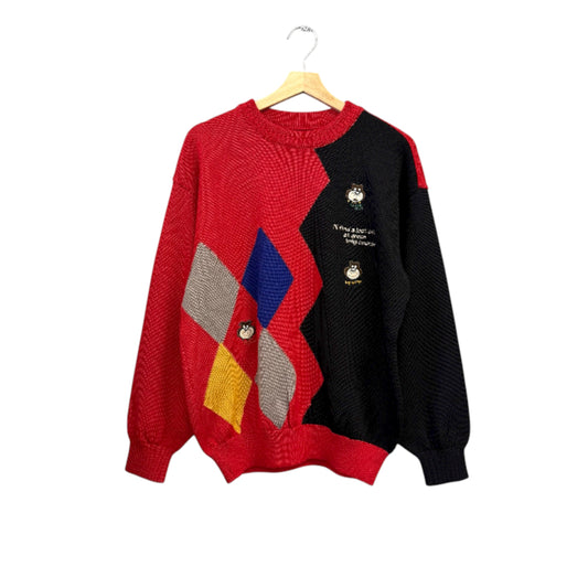 90's 日本製 ニットセーター 熊 アニマル柄