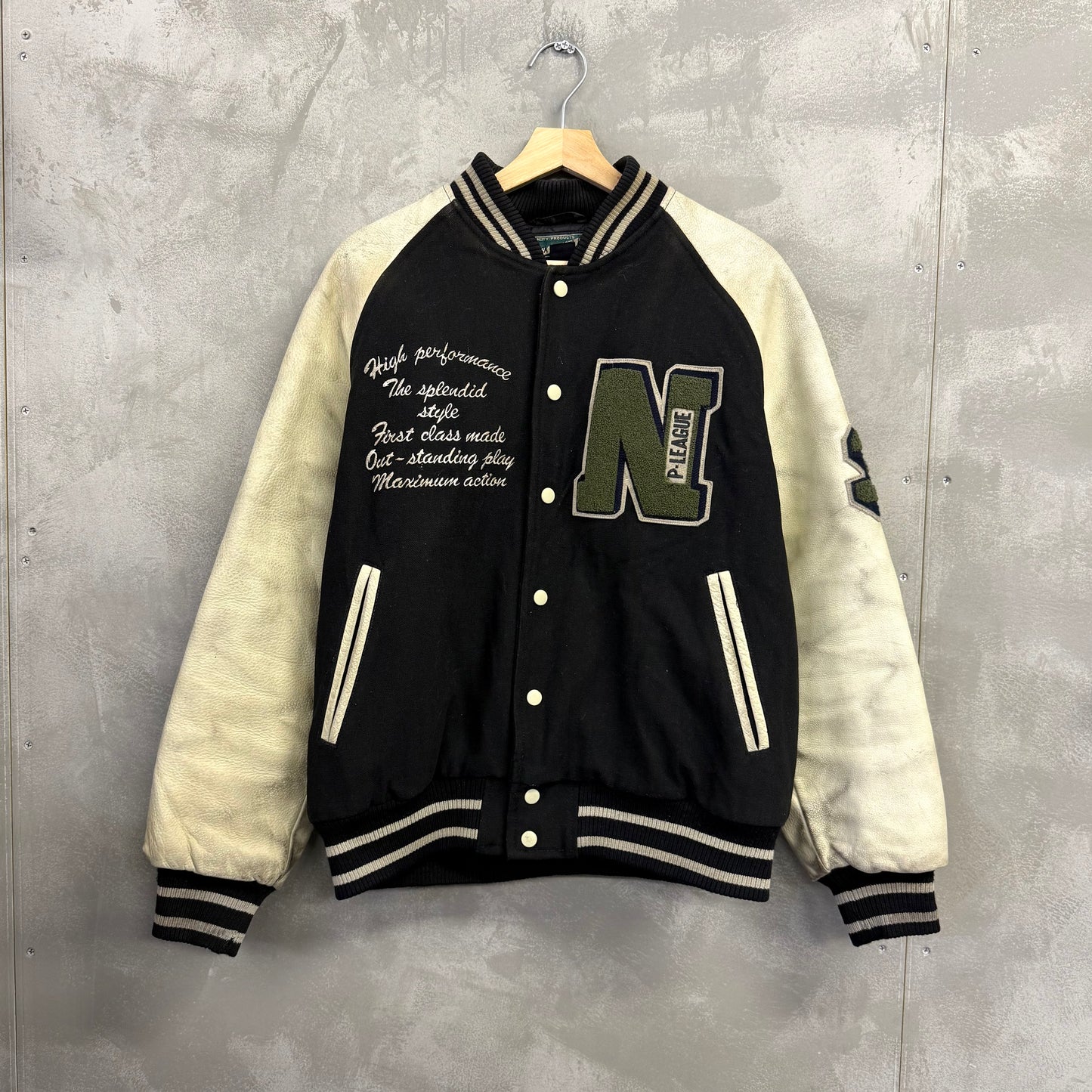 CRACK Sporting goods ウールスタジャン 牛皮 レザー