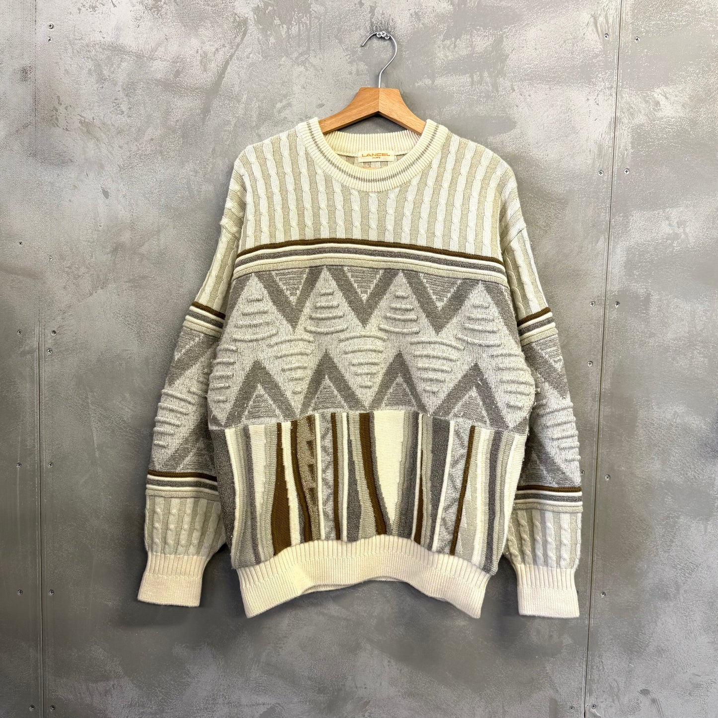 90's LANCEL 3D デザイン ニットセーター 日本製 ランセル