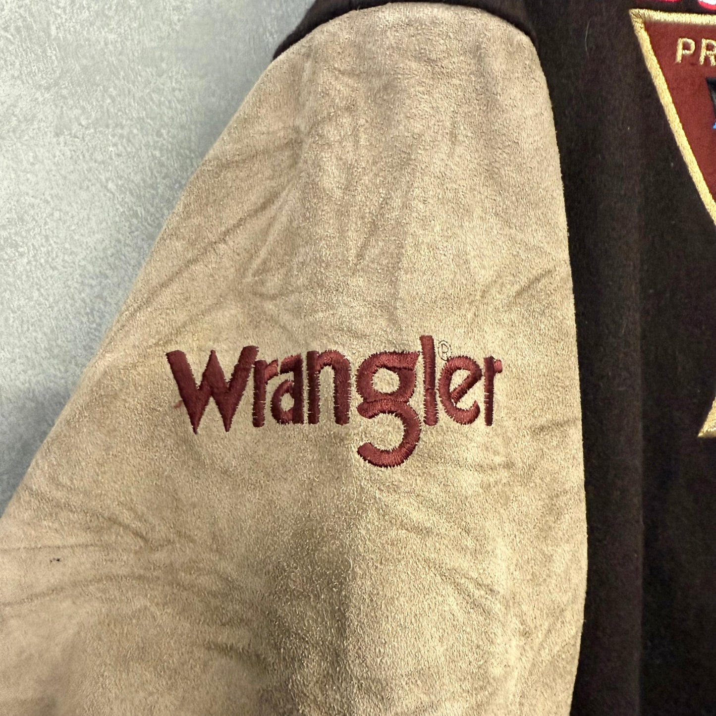 90's USA製 wrangler PBR ウール レザースタジャン