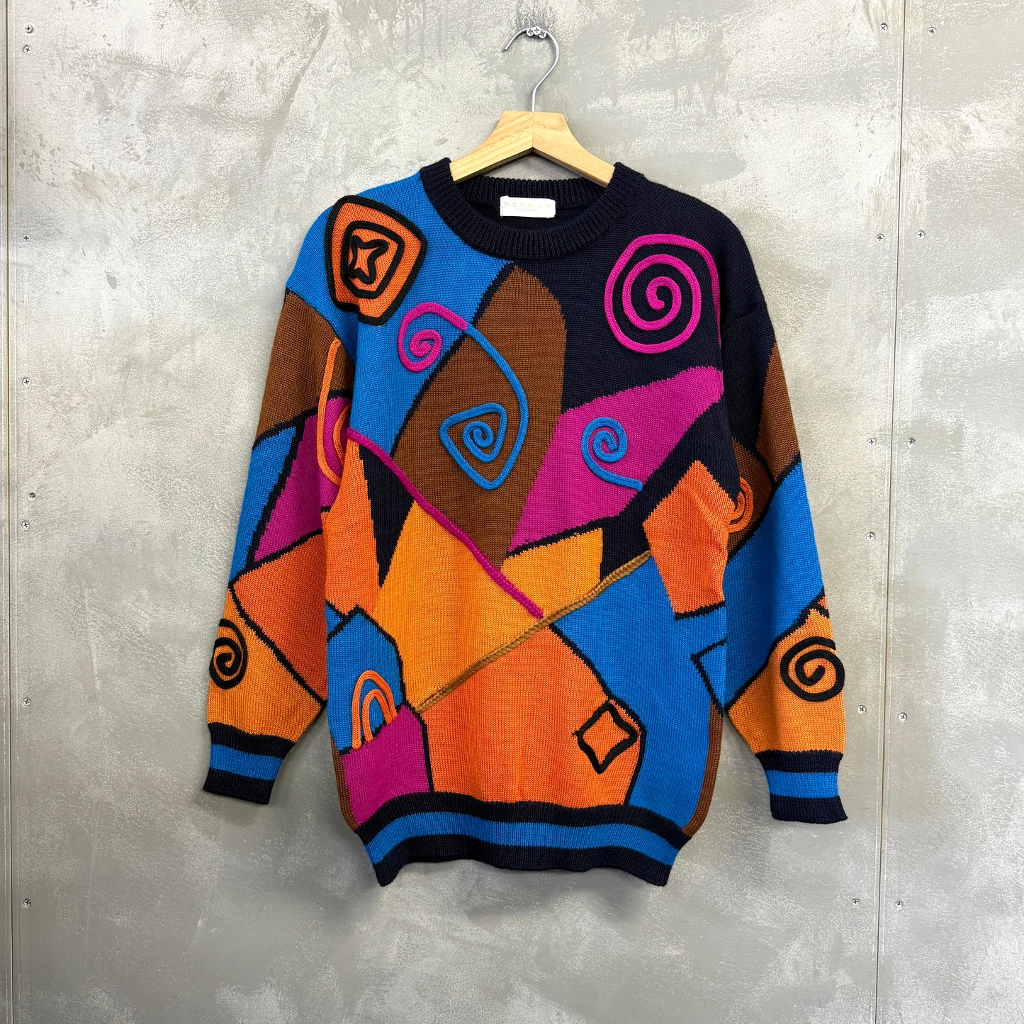 90's ROCEAN 3D ニット セーター クレイジーパターン 昭和レトロ
