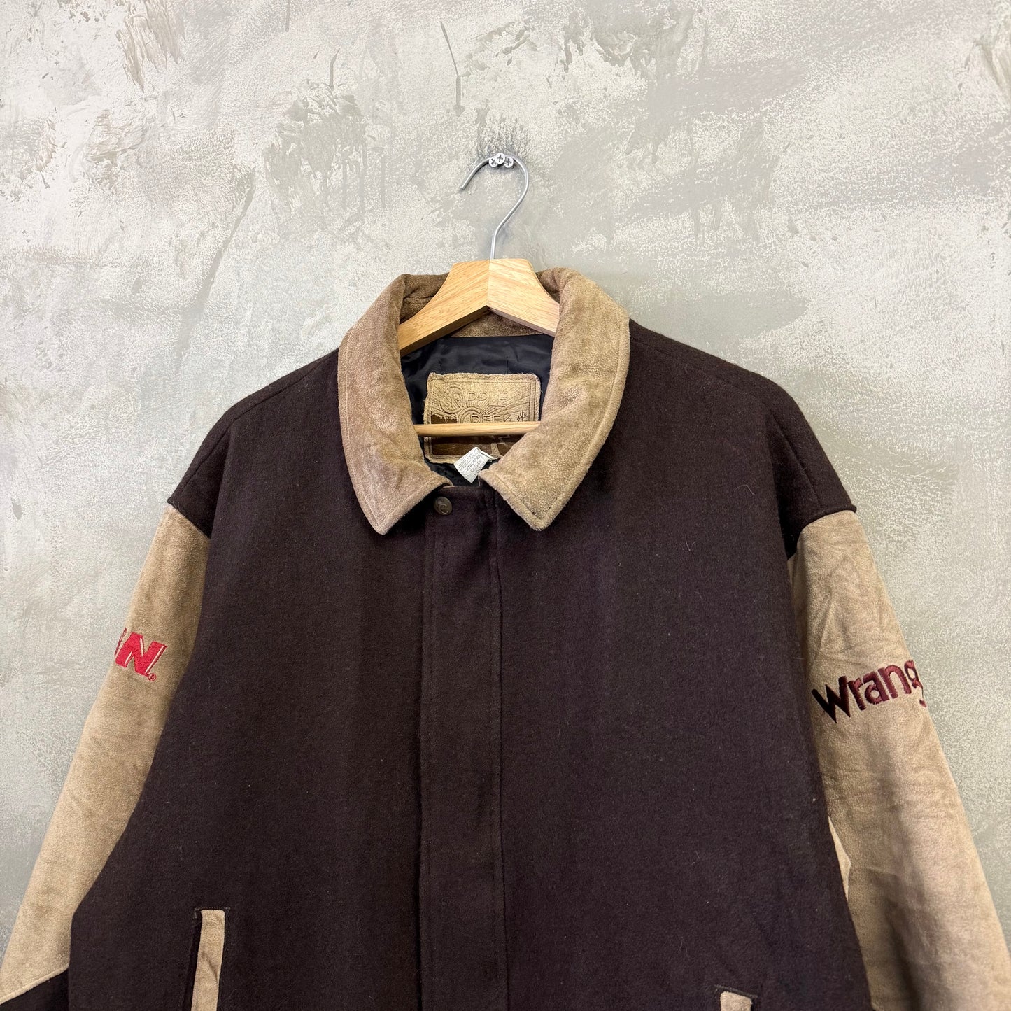 90's USA製 wrangler PBR ウール レザースタジャン