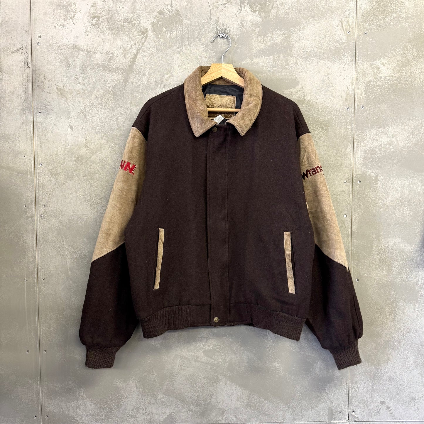 90's USA製 wrangler PBR ウール レザースタジャン