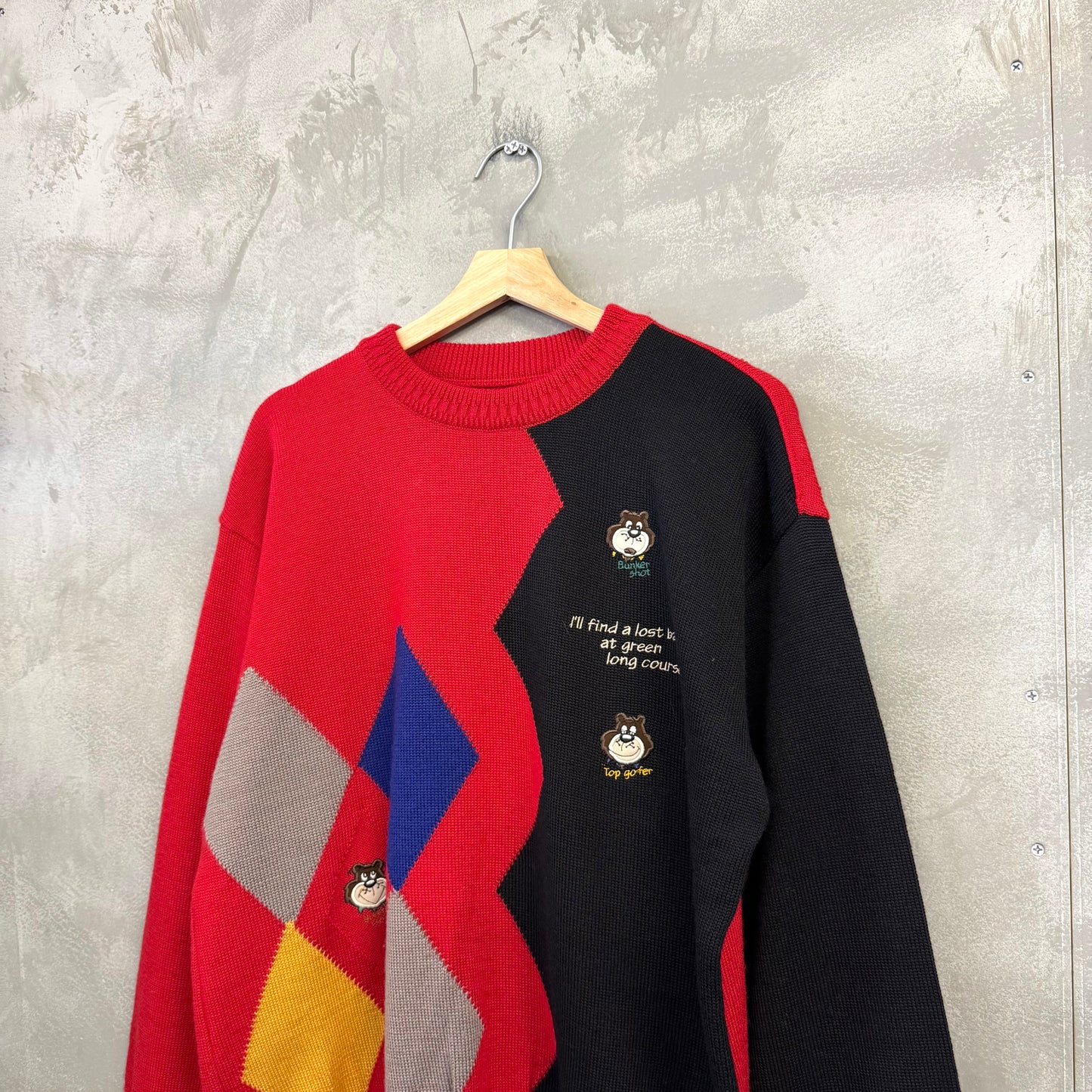 90's 日本製 ニットセーター 熊 アニマル柄