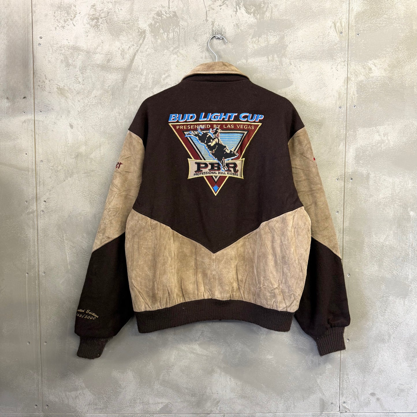 90's USA製 wrangler PBR ウール レザースタジャン