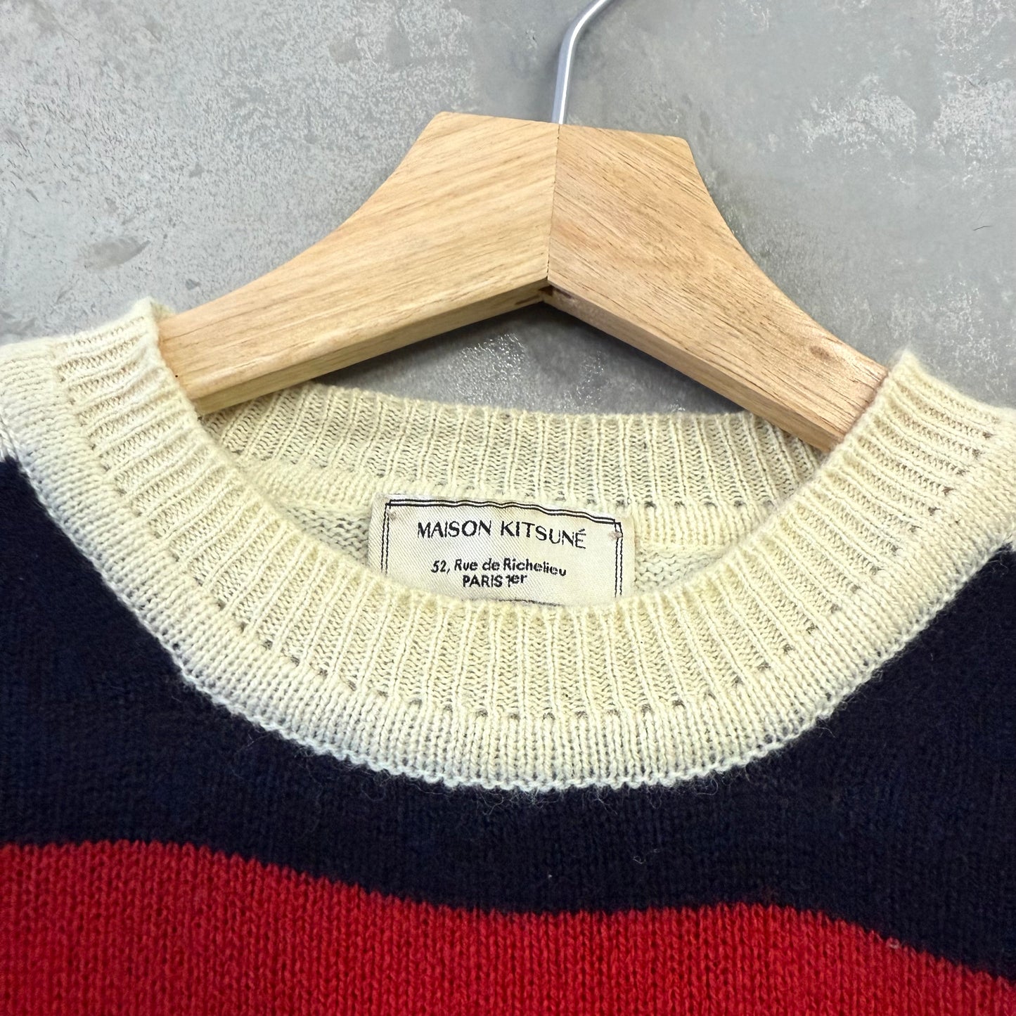 MAISON KITSUNE トリコロール ボーダー ウールセーター イタリア製