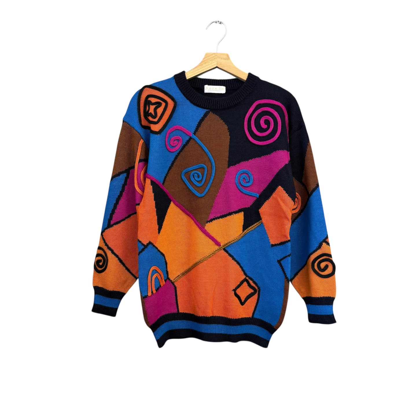 90's ROCEAN 3D ニット セーター クレイジーパターン 昭和レトロ