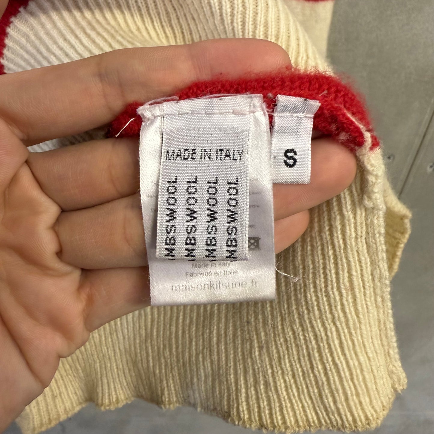 MAISON KITSUNE トリコロール ボーダー ウールセーター イタリア製
