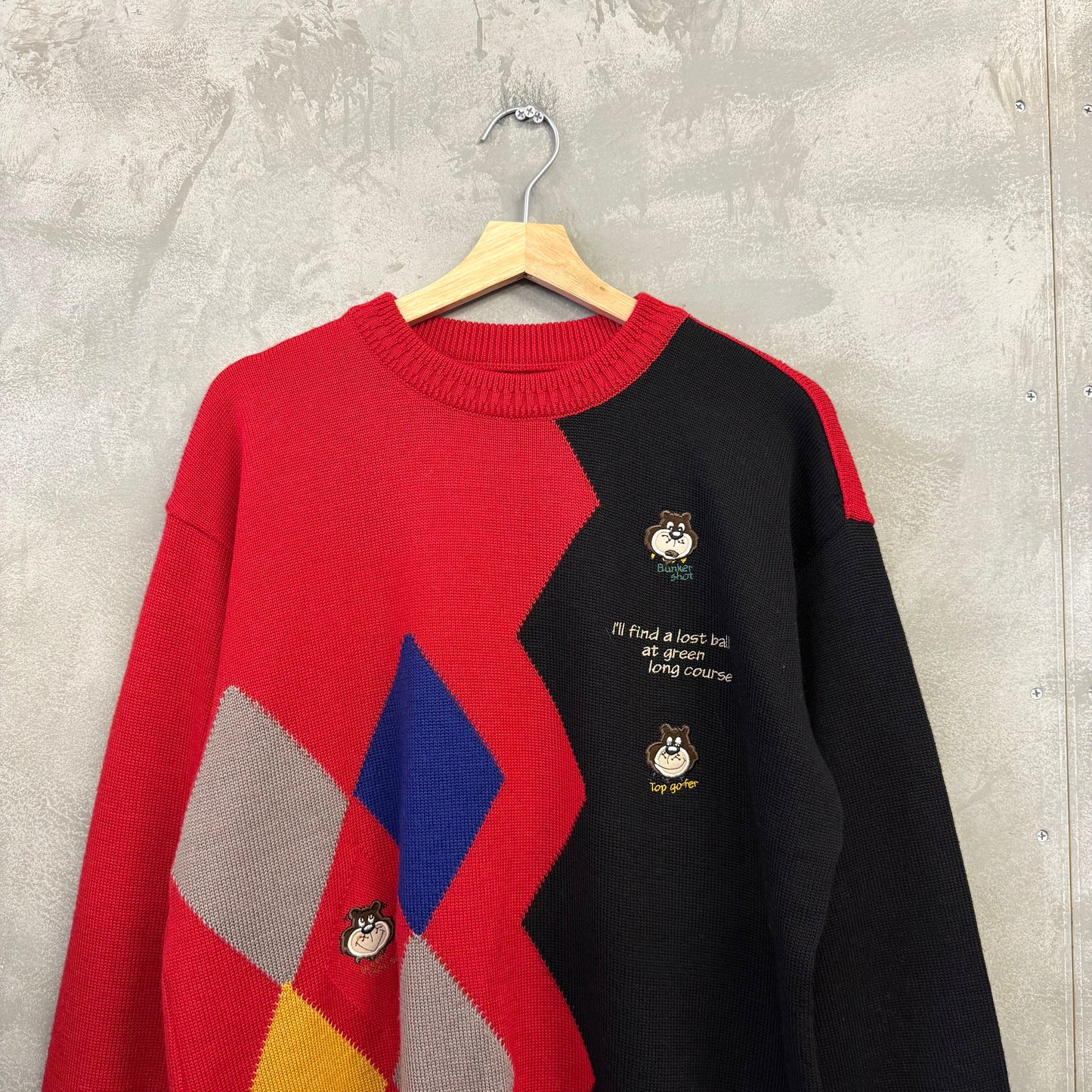 90's 日本製 ニットセーター 熊 アニマル柄