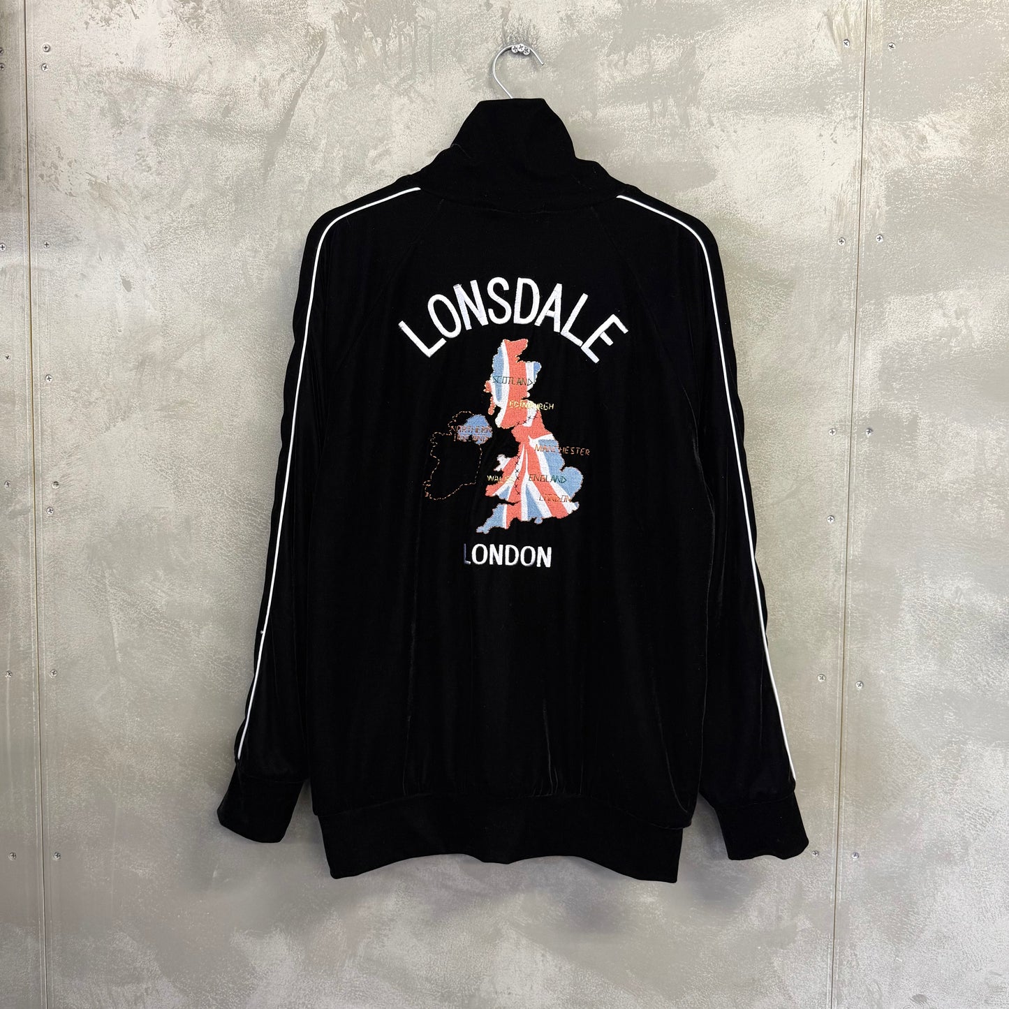 LONSDALE×メンズビギ ベロアトラックジャケット 刺繍 ロンズデール