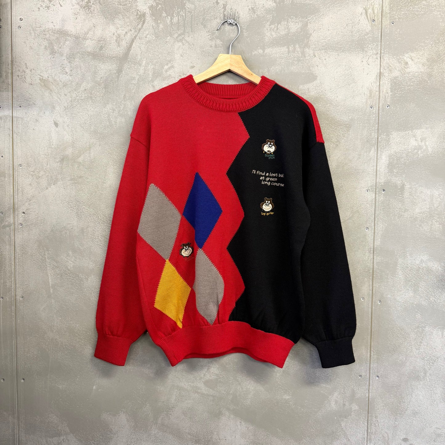 90's 日本製 ニットセーター 熊 アニマル柄