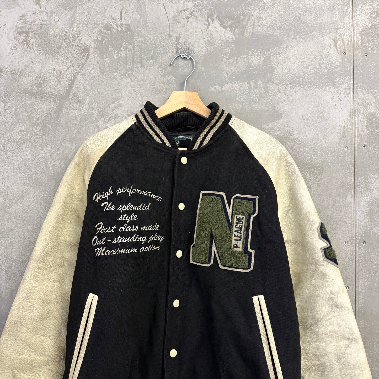 CRACK Sporting goods ウールスタジャン 牛皮 レザー