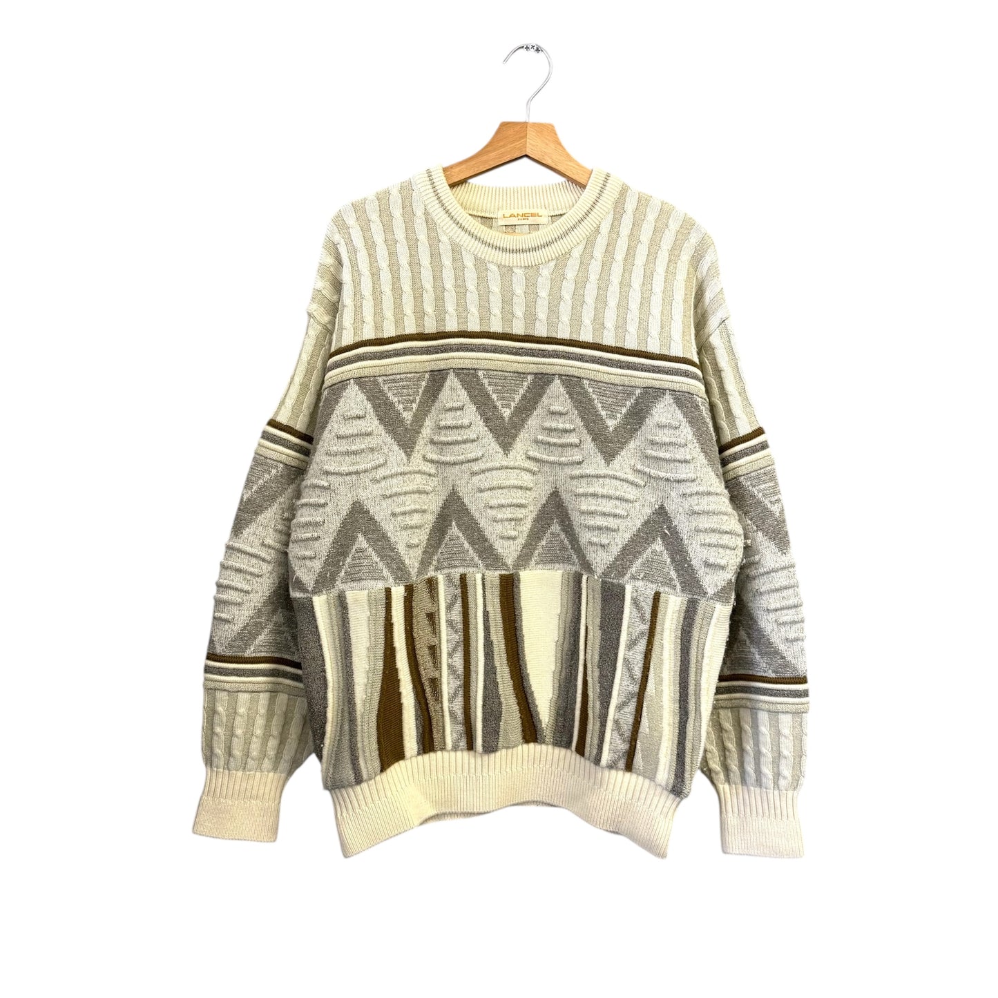 90's LANCEL 3D デザイン ニットセーター 日本製 ランセル